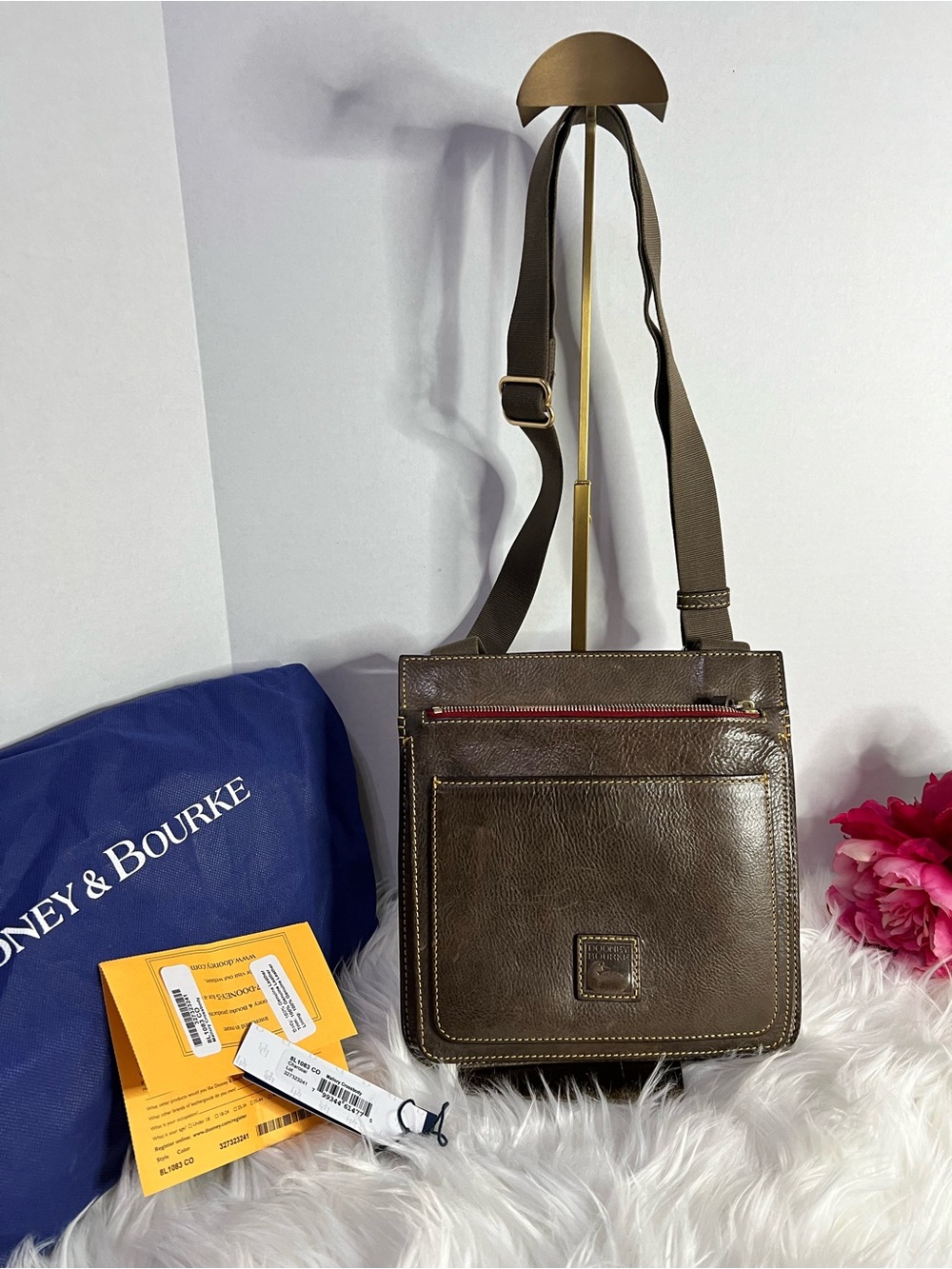 Dooney & Bourke Florentine Leather Mallory Messenger with Red Zip Accent